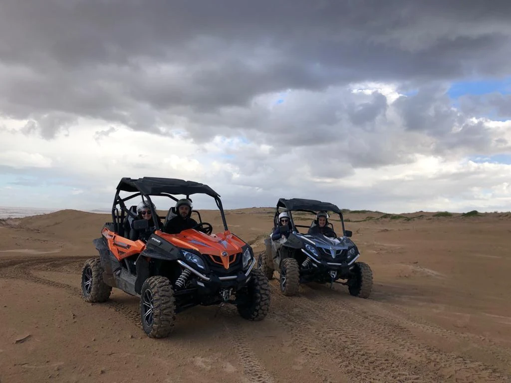 Buggy on a forest dirt track near Essaouira — varied off-road scenery